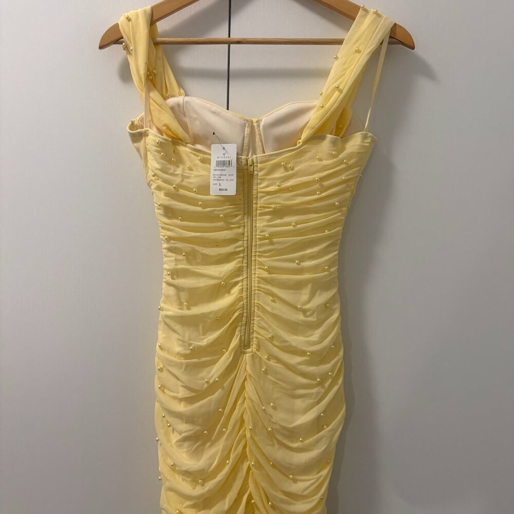 Windsor Breathtaking Impression Faux Pearl Bodycon Mini Dress — Size L — New - Picture 3 of 7